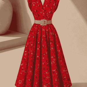 floral short dress red