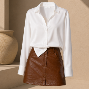 Dress Collections silk long shirt white